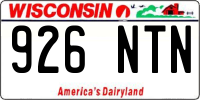 WI license plate 926NTN