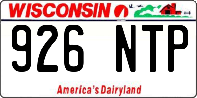 WI license plate 926NTP