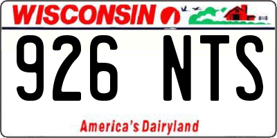 WI license plate 926NTS