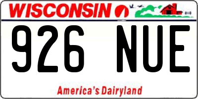 WI license plate 926NUE