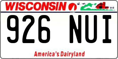 WI license plate 926NUI