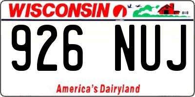 WI license plate 926NUJ