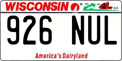 WI license plate 926NUL