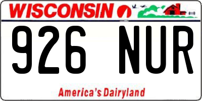 WI license plate 926NUR