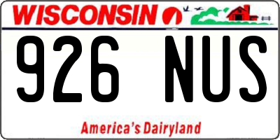 WI license plate 926NUS