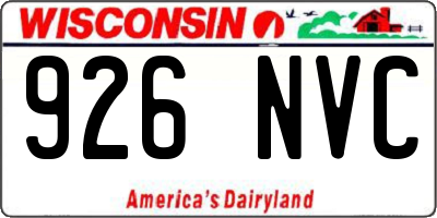 WI license plate 926NVC