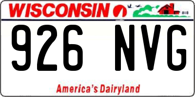 WI license plate 926NVG
