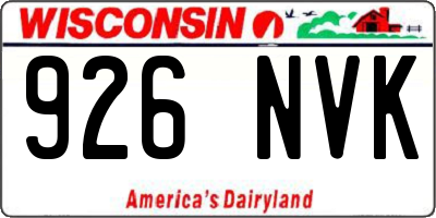 WI license plate 926NVK