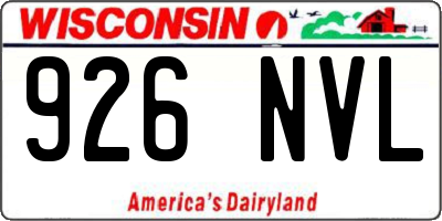 WI license plate 926NVL