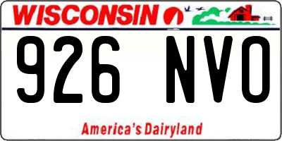 WI license plate 926NVO