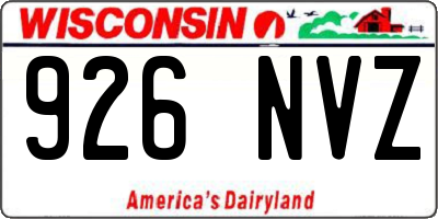 WI license plate 926NVZ
