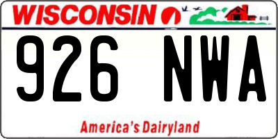 WI license plate 926NWA