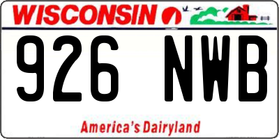 WI license plate 926NWB