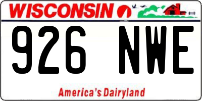 WI license plate 926NWE