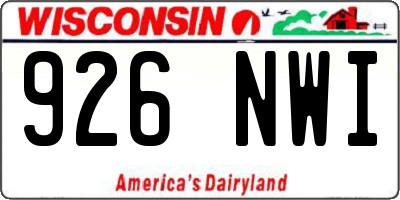 WI license plate 926NWI