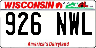 WI license plate 926NWL