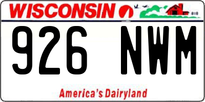 WI license plate 926NWM