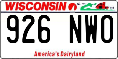 WI license plate 926NWO