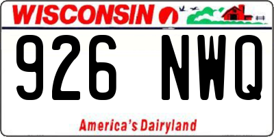 WI license plate 926NWQ