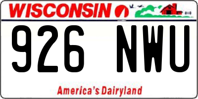 WI license plate 926NWU