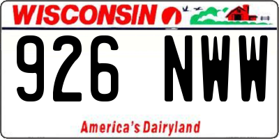 WI license plate 926NWW
