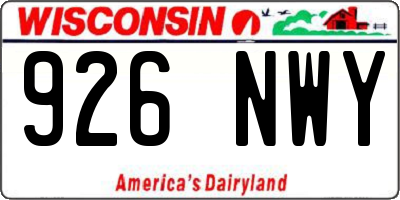 WI license plate 926NWY