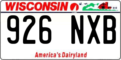 WI license plate 926NXB