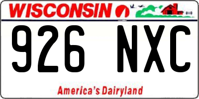WI license plate 926NXC