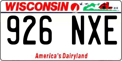 WI license plate 926NXE