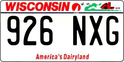 WI license plate 926NXG