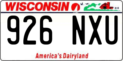 WI license plate 926NXU