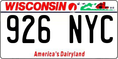WI license plate 926NYC