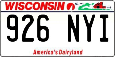 WI license plate 926NYI