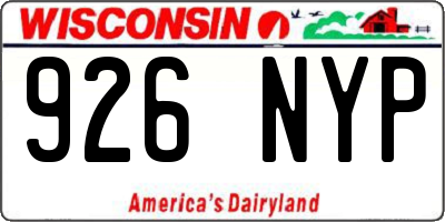 WI license plate 926NYP