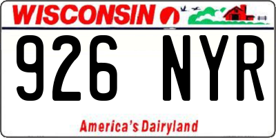 WI license plate 926NYR