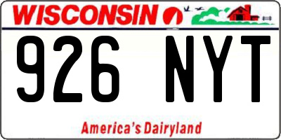 WI license plate 926NYT