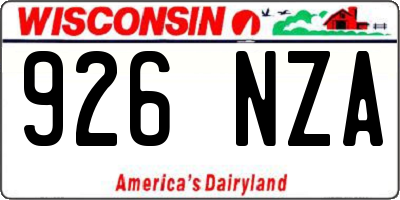 WI license plate 926NZA