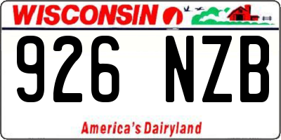 WI license plate 926NZB
