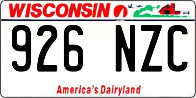 WI license plate 926NZC