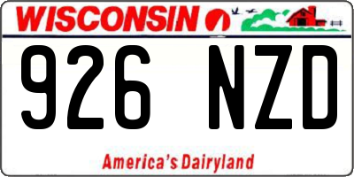 WI license plate 926NZD
