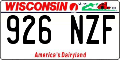 WI license plate 926NZF