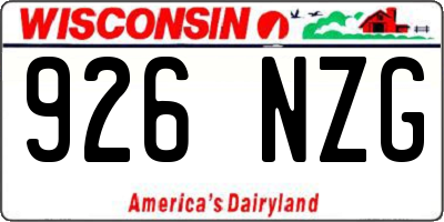 WI license plate 926NZG