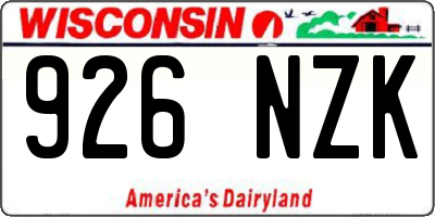 WI license plate 926NZK