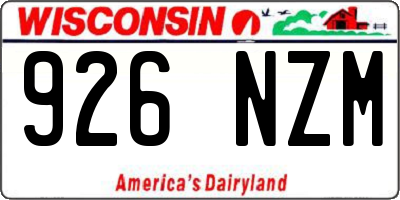 WI license plate 926NZM