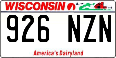 WI license plate 926NZN