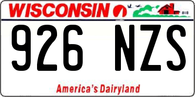 WI license plate 926NZS