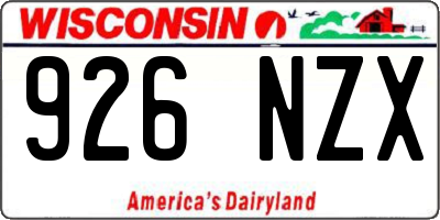 WI license plate 926NZX