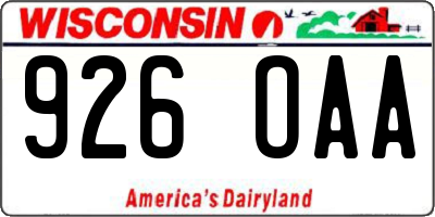 WI license plate 926OAA