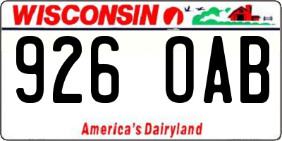 WI license plate 926OAB