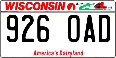 WI license plate 926OAD